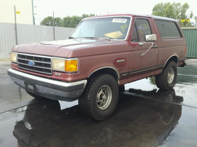 1FMEU15HXLLA54354 - 1990 FORD BRONCO U10 BURGUNDY photo 2