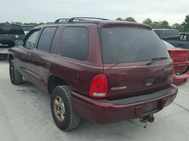 1B4HS28N41F522389 - 2001 DODGE DURANGO MAROON photo 3