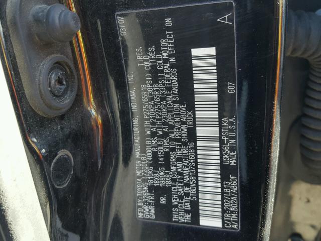 5TBDV58137S460816 - 2007 TOYOTA TUNDRA CRE BLACK photo 10