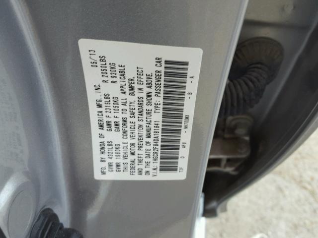 1HGCR2F84DA191841 - 2013 HONDA ACCORD EXL SILVER photo 10