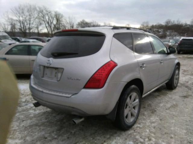 JN8AZ08W06W544348 - 2006 NISSAN MURANO SL SILVER photo 4