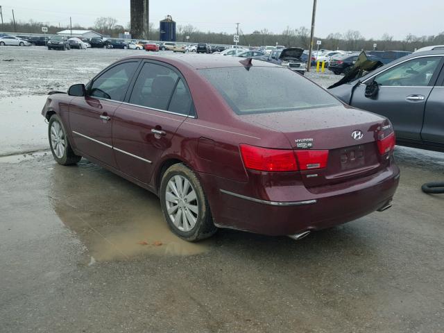 5NPEU46F59H407776 - 2009 HYUNDAI SONATA SE RED photo 3