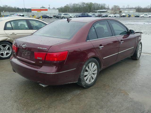 5NPEU46F59H407776 - 2009 HYUNDAI SONATA SE RED photo 4