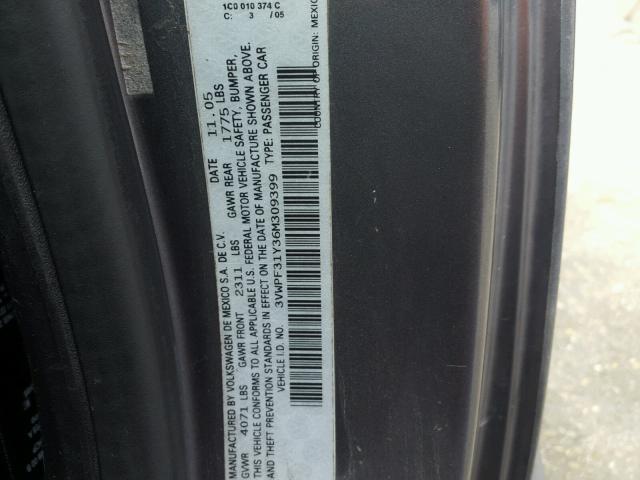 3VWPF31Y36M309399 - 2006 VOLKSWAGEN NEW BEETLE 灰色 照片 10