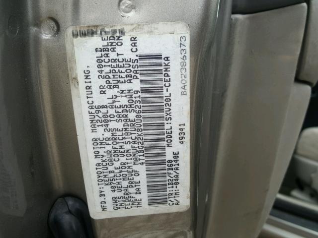 4T1BG22K8VU062319 - 1997 TOYOTA CAMRY CE GOLD photo 10