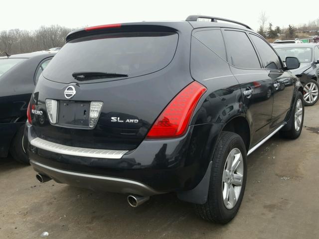 JN8AZ08W97W610042 - 2007 NISSAN MURANO SL BLACK photo 4