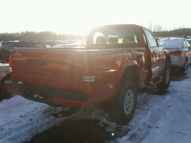 1B7GG26N11S303609 - 2001 DODGE DAKOTA RED photo 4