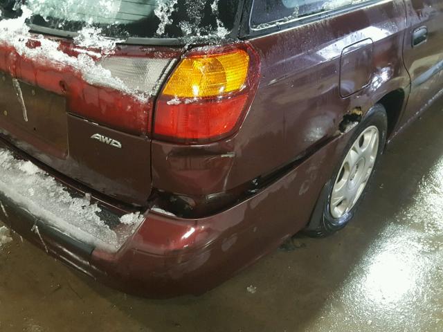 4S3BH635917301225 - 2001 SUBARU LEGACY L BURGUNDY photo 9