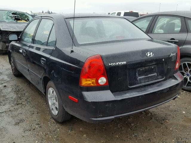 KMHCG45C04U529882 - 2004 HYUNDAI ACCENT GL BLACK photo 3