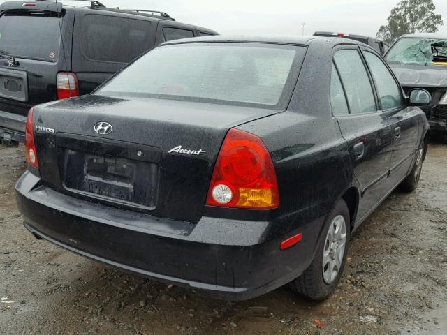 KMHCG45C04U529882 - 2004 HYUNDAI ACCENT GL BLACK photo 4