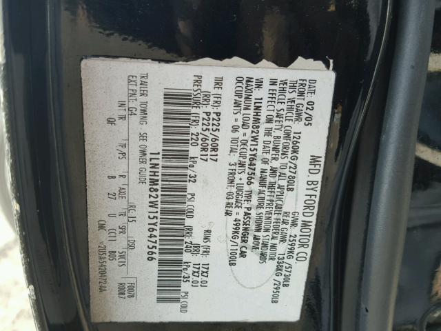 1LNHM82W15Y647566 - 2005 LINCOLN TOWN CAR S BLACK photo 10