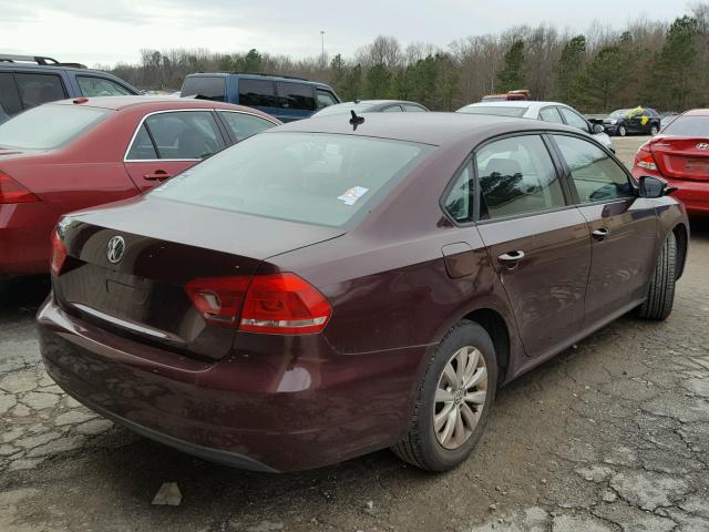 1VWAH7A36CC109836 - 2012 VOLKSWAGEN PASSAT S MAROON photo 4