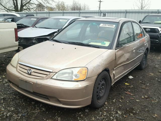 JHMES26812S000197 - 2002 HONDA CIVIC EX GOLD photo 2