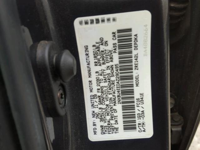 1NXBU4EE0AZ290495 - 2010 TOYOTA COROLLA BA GRAY photo 10