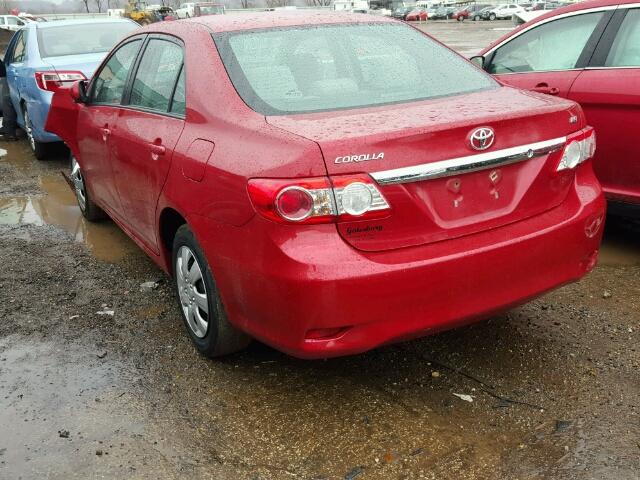 2T1BU4EE9BC635512 - 2011 TOYOTA COROLLA BA RED photo 3