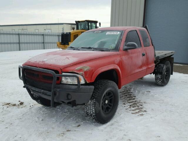 1D7HG12X23S263619 - 2003 DODGE DAKOTA SXT RED photo 2