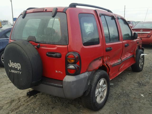 1J4GK48K64W328719 - 2004 JEEP LIBERTY SP RED photo 4