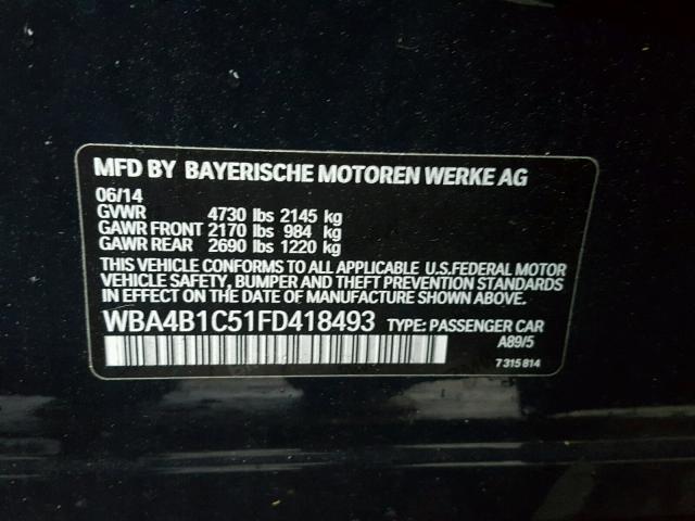 WBA4B1C51FD418493 - 2015 BMW 435 I BLACK photo 10