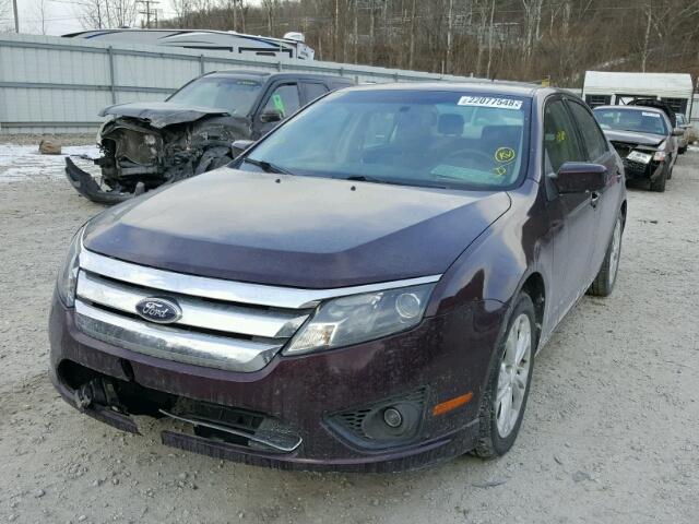 3FAHP0HA4CR308875 - 2012 FORD FUSION SE BURGUNDY photo 2