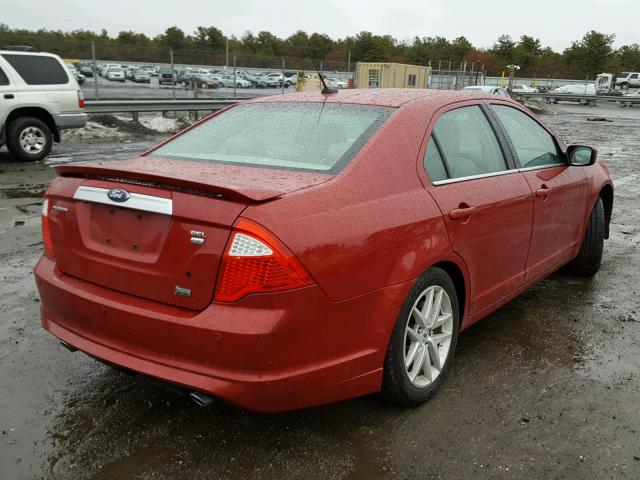 3FAHP0CG7AR260393 - 2010 FORD FUSION SEL RED photo 4