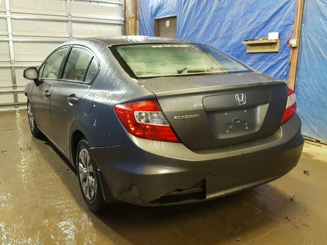 19XFB2F50CE309742 - 2012 HONDA CIVIC LX GRAY photo 3