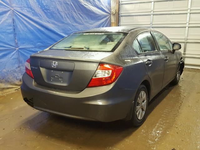 19XFB2F50CE309742 - 2012 HONDA CIVIC LX GRAY photo 4