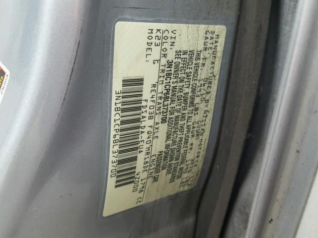 3N1BC1CP6BL373700 - 2011 NISSAN VERSA S SILVER photo 10