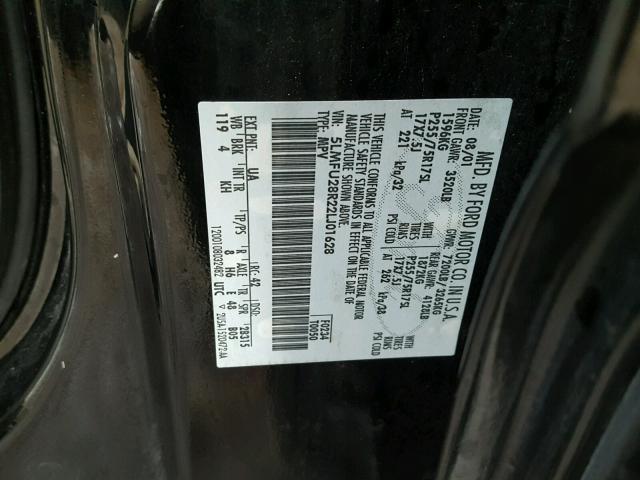 5LMFU28R22LJ01628 - 2002 LINCOLN NAVIGATOR BLACK photo 10