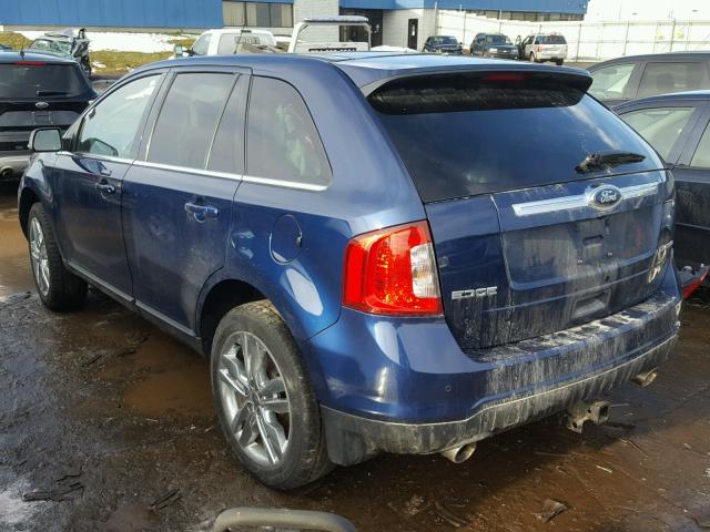 2FMDK3KC6CBA88765 - 2012 FORD EDGE LIMIT BLUE photo 3