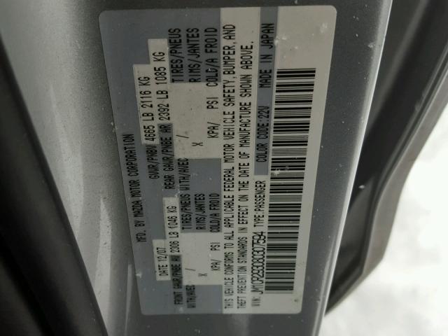 JM1CR293080307594 - 2008 MAZDA 5 SILVER photo 10