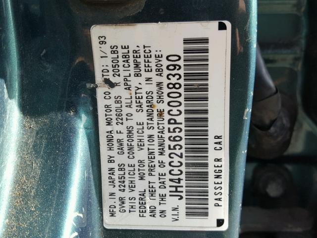JH4CC2565PC008390 - 1993 ACURA VIGOR GS GREEN photo 10