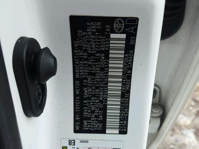 2T1BU4EE1AC214172 - 2010 TOYOTA COROLLA BA WHITE photo 10