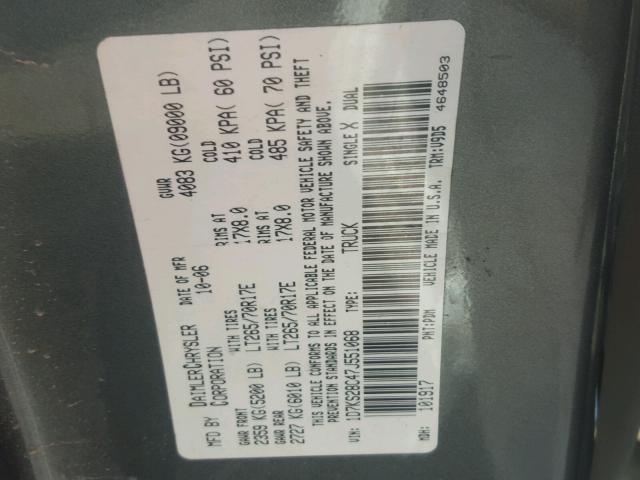 1D7KS28C47J551068 - 2007 DODGE RAM 2500 S GRAY photo 10