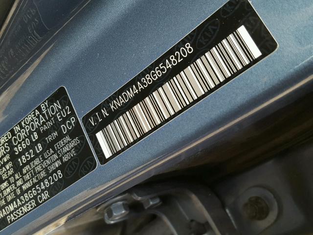 KNADM4A38G6548208 - 2016 KIA RIO LX BLUE photo 10