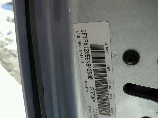 1FTPX12V56NB42980 - 2006 FORD F150 SILVER photo 10