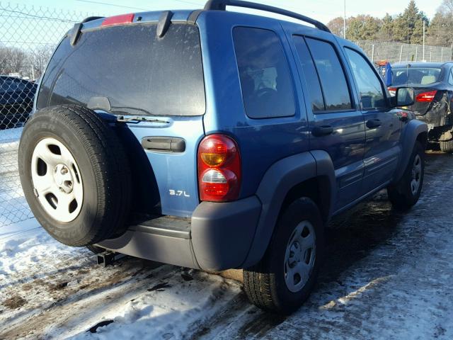 1J4GL48K14W152286 - 2004 JEEP LIBERTY SP BLUE photo 4