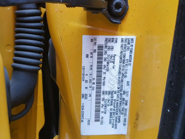 1FAHP3F25CL311439 - 2012 FORD FOCUS SE YELLOW photo 10