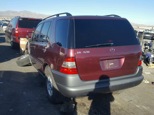 4JGAB54EXWA035032 - 1998 MERCEDES-BENZ ML 320 BURGUNDY photo 3