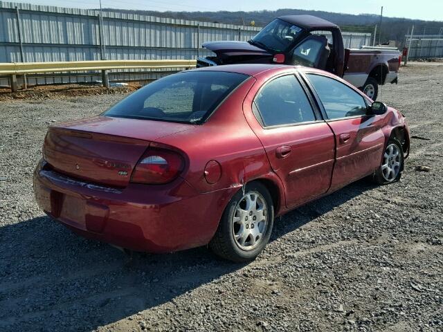 1B3ES56C45D216188 - 2005 DODGE NEON SXT RED photo 4