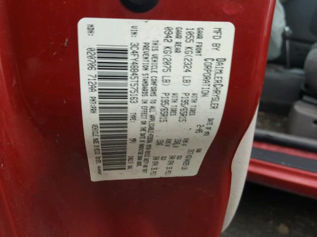 3C4FY48B45T575163 - 2005 CHRYSLER PT CRUISER BURGUNDY photo 10