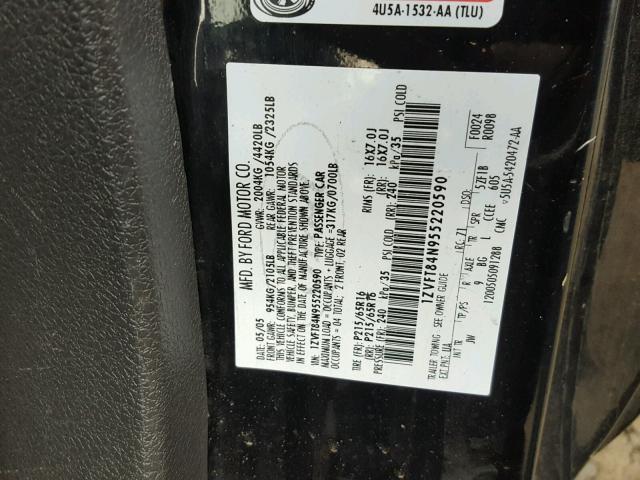 1ZVFT84N955220590 - 2005 FORD MUSTANG BLACK photo 10