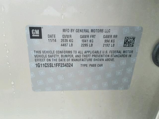 1G11C5SL1FF234324 - 2015 CHEVROLET MALIBU 1LT 金色 照片 10