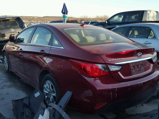 5NPEB4AC9EH890282 - 2014 HYUNDAI SONATA GLS BURGUNDY photo 3