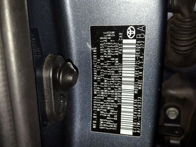 5YFBPRHE7FP249807 - 2015 TOYOTA COROLLA EC 蓝色 照片 10