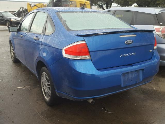 1FAHP3FN7BW198682 - 2011 FORD FOCUS SE BLUE photo 3