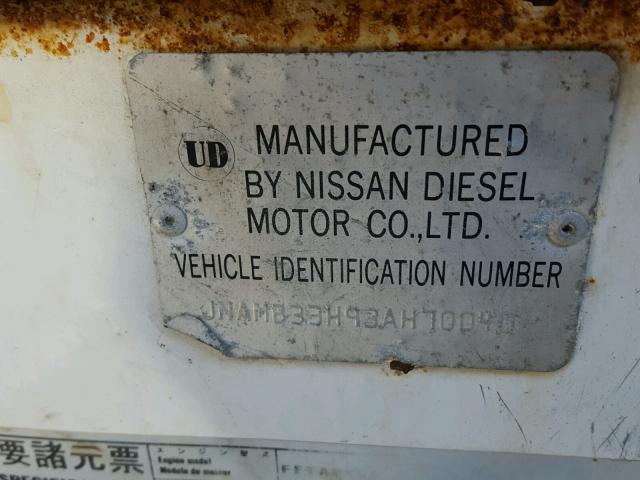 JNAMB33H93AH70040 - 2003 NISSAN DIESEL UD2000 WHITE photo 10