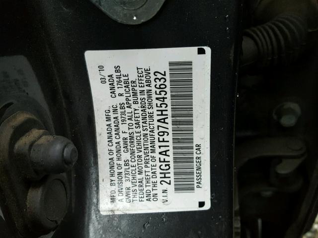 2HGFA1F97AH545632 - 2010 HONDA CIVIC EXL GRAY photo 10