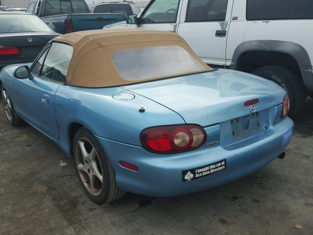 JM1NB353520231175 - 2002 MAZDA MX-5 MIATA BLUE photo 3