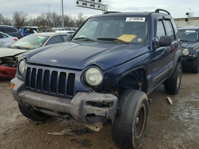 1J4GL48K02W100595 - 2002 JEEP LIBERTY SP BLUE photo 2