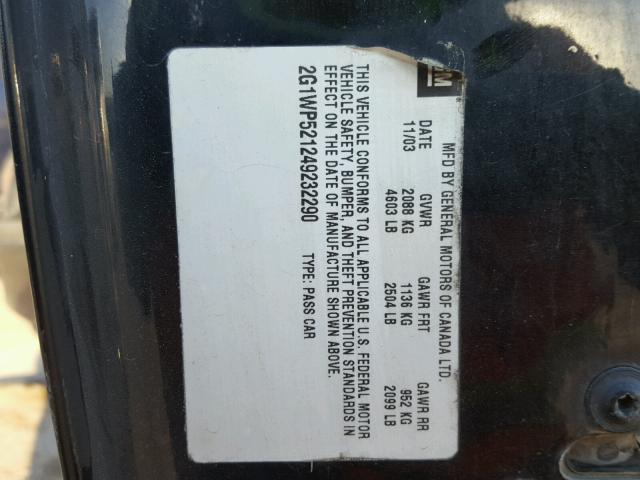 2G1WH55K129348899 - 2002 CHEVROLET IMPALA LS BLACK photo 10